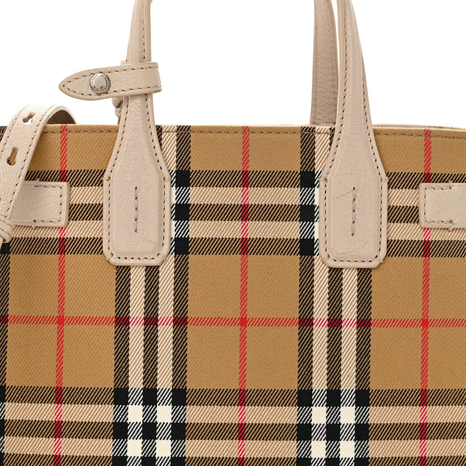 Burberry Goatskin Vintage Check Small Banner Tote Limestone 9 of 13