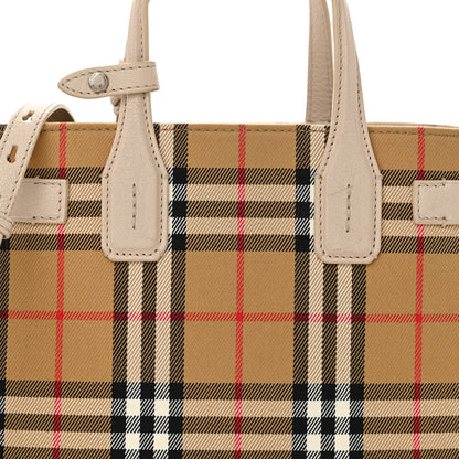 Burberry Goatskin Vintage Check Small Banner Tote Limestone 9 of 13