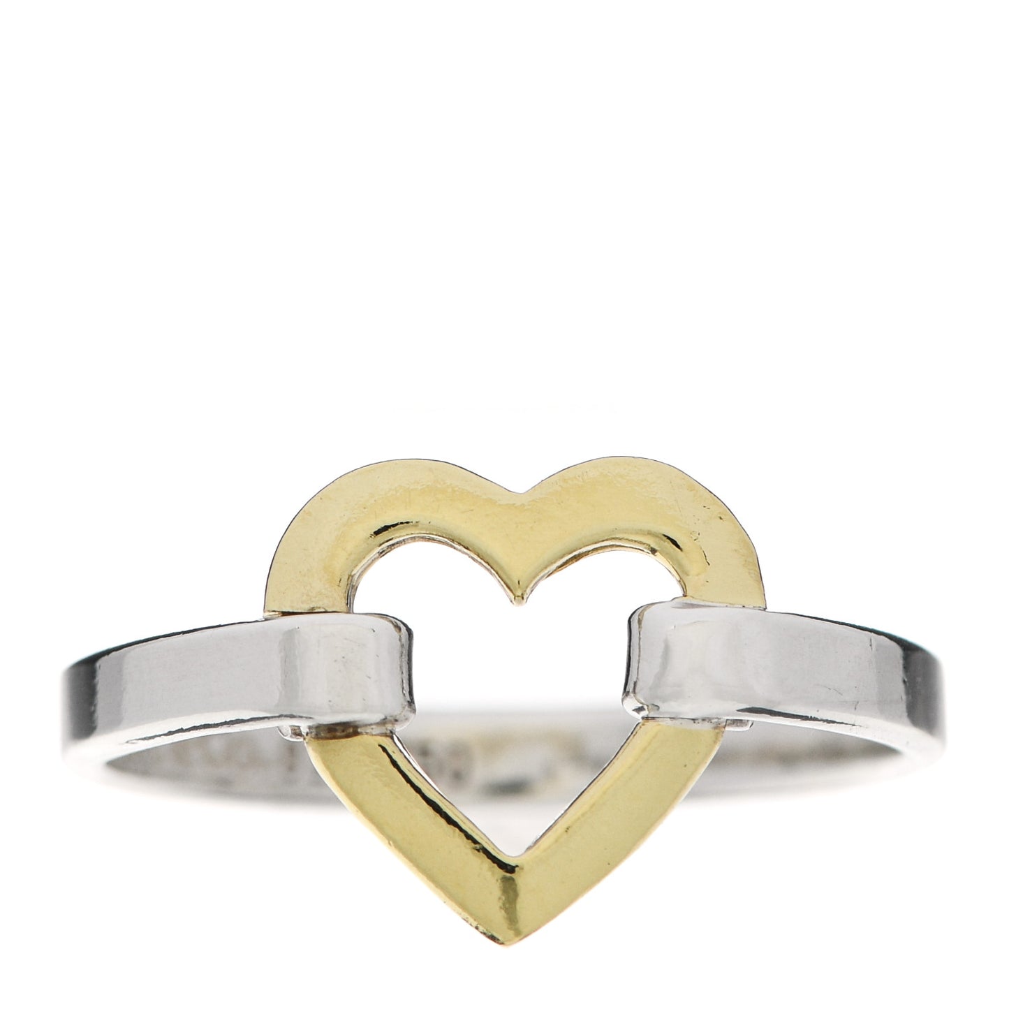 Sterling Silver 18K Yellow Gold Open Heart Ring 53 6.5