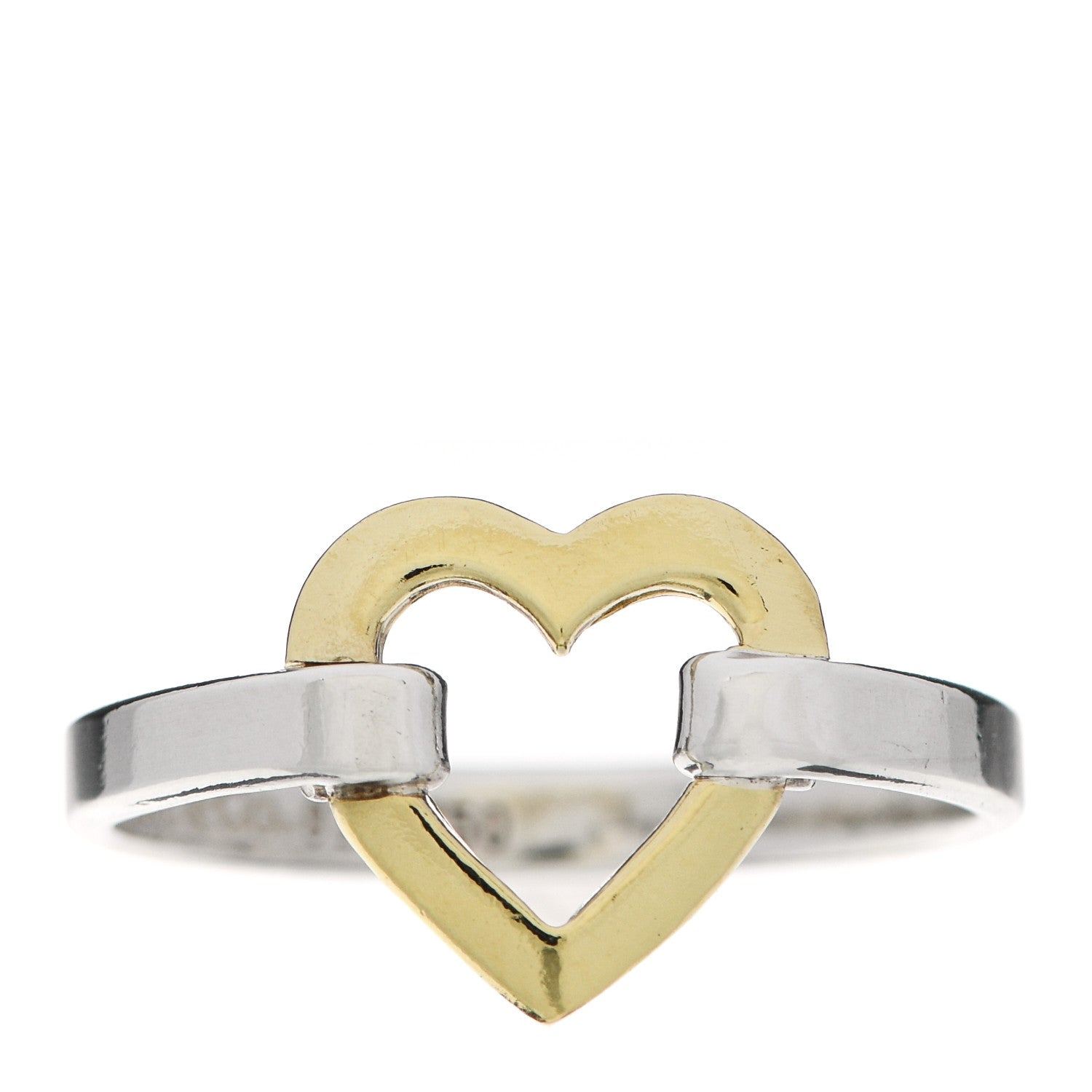 Tiffany Sterling Silver 18K Yellow Gold Open Heart Ring 53 6.5 1 of 4