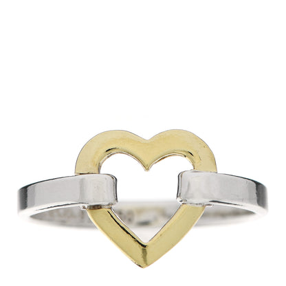 Tiffany Sterling Silver 18K Yellow Gold Open Heart Ring 53 6.5 1 of 4
