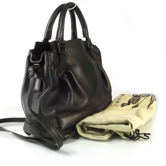 Baby Burnished Leather Tote Black