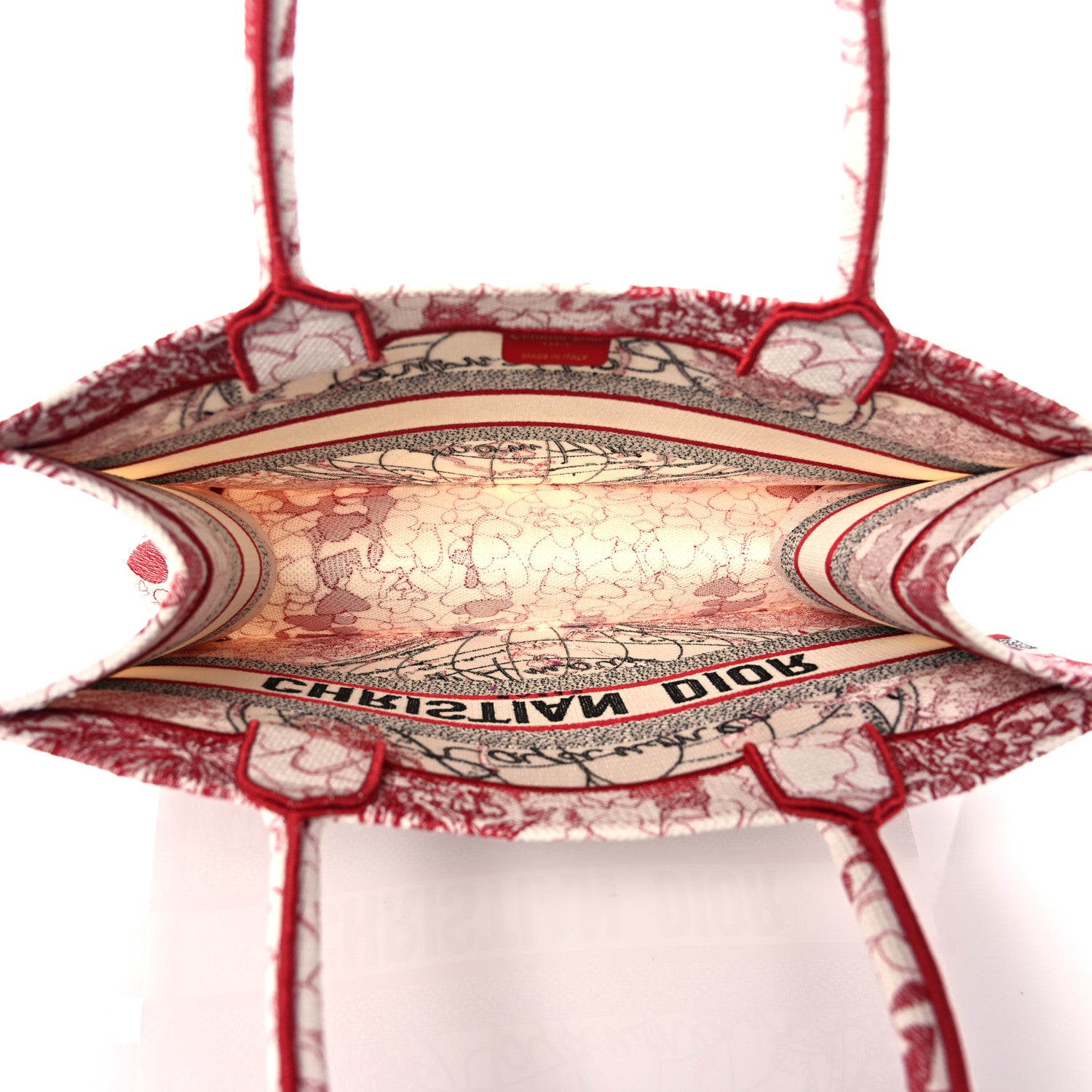 Christian Dior Canvas Embroidered Medium Dioramour D-Royaume Book Tote Red Multicolor 5 of 10