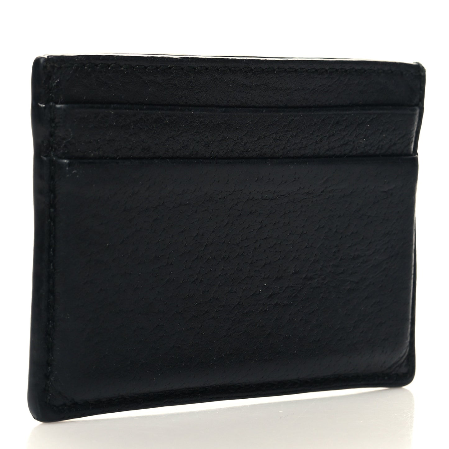 Pebbled Calfskin Animalier Card Holder Black