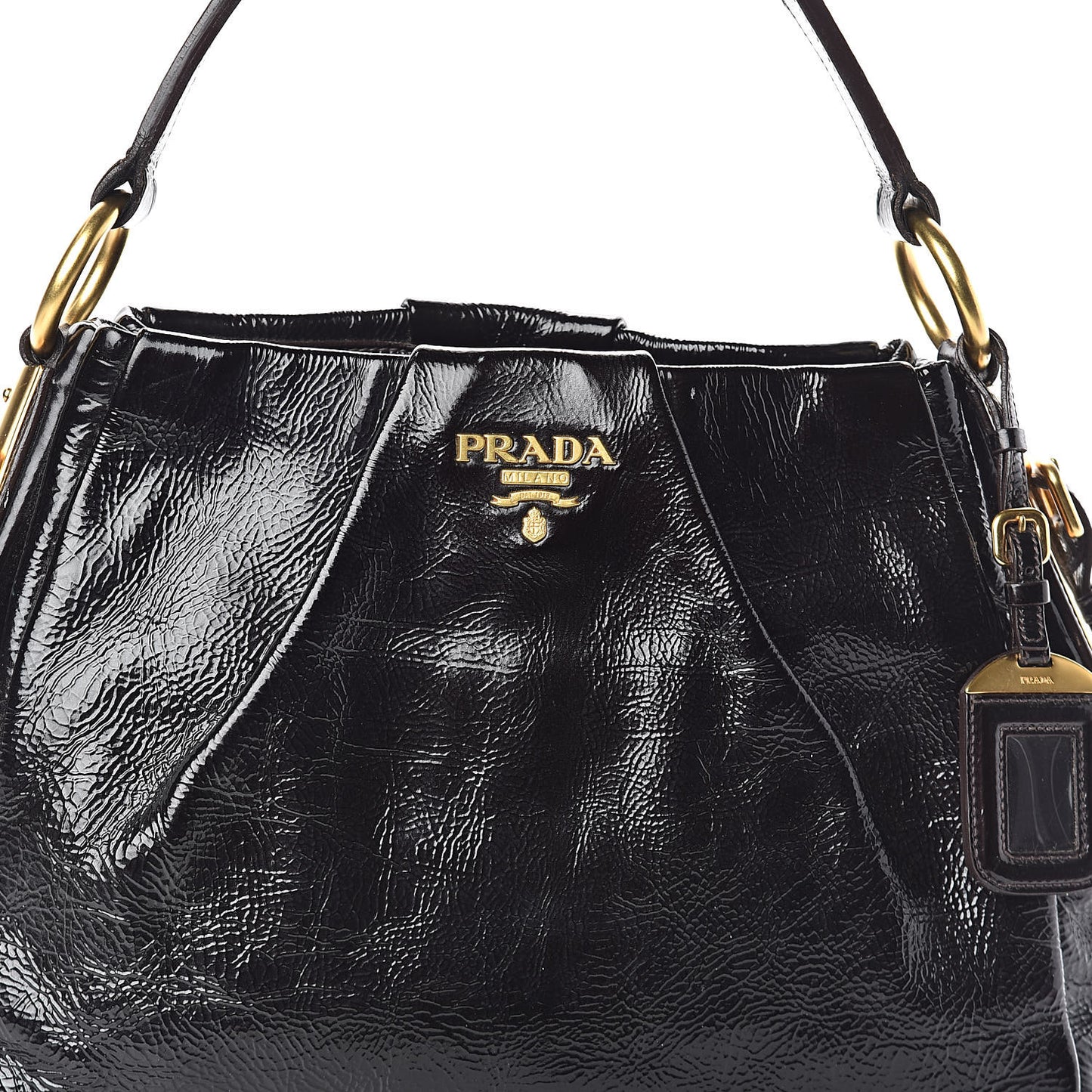 Vernice Naplak Shoulder Bag Black