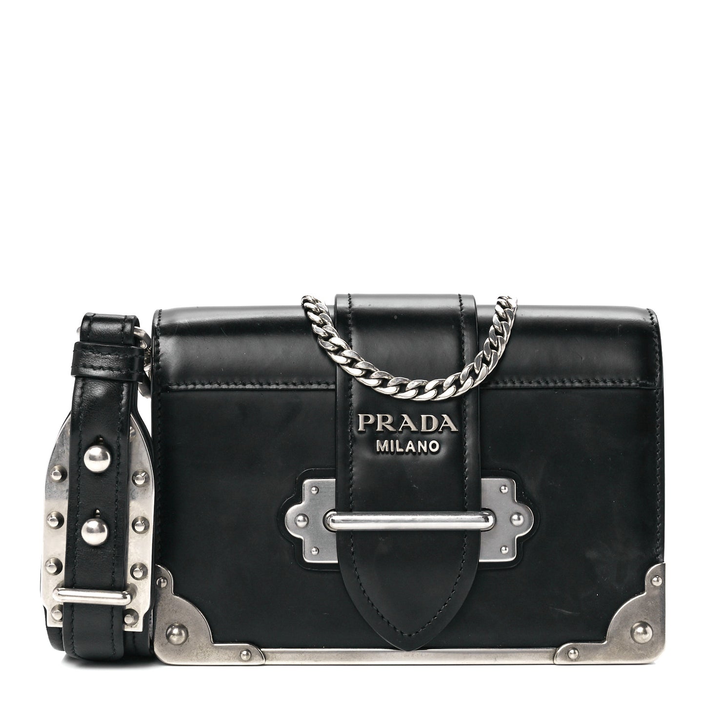 City Calfskin Cahier Chain Wristlet Clutch Black