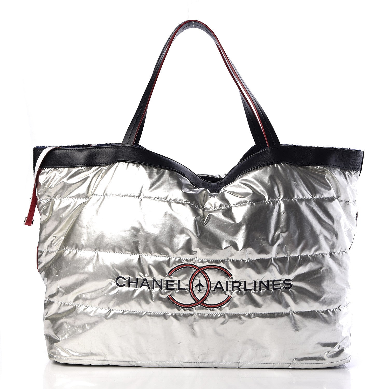 Chanel Reversible Chanel Airlines Tote Silver Navy 4 of 18