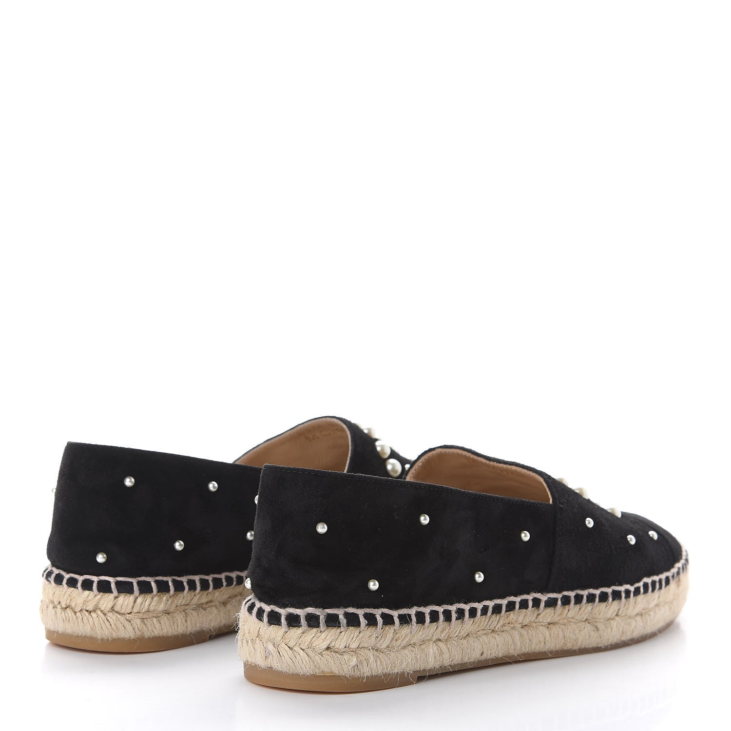 Chanel Suede Pearl CC Espadrilles 38 Black 4 of 11