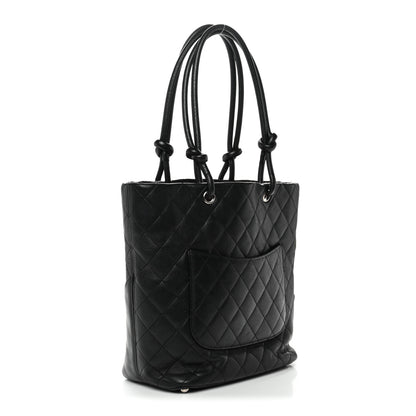 Chanel Calfskin Quilted Medium Cambon Tote Black White 3 of 15