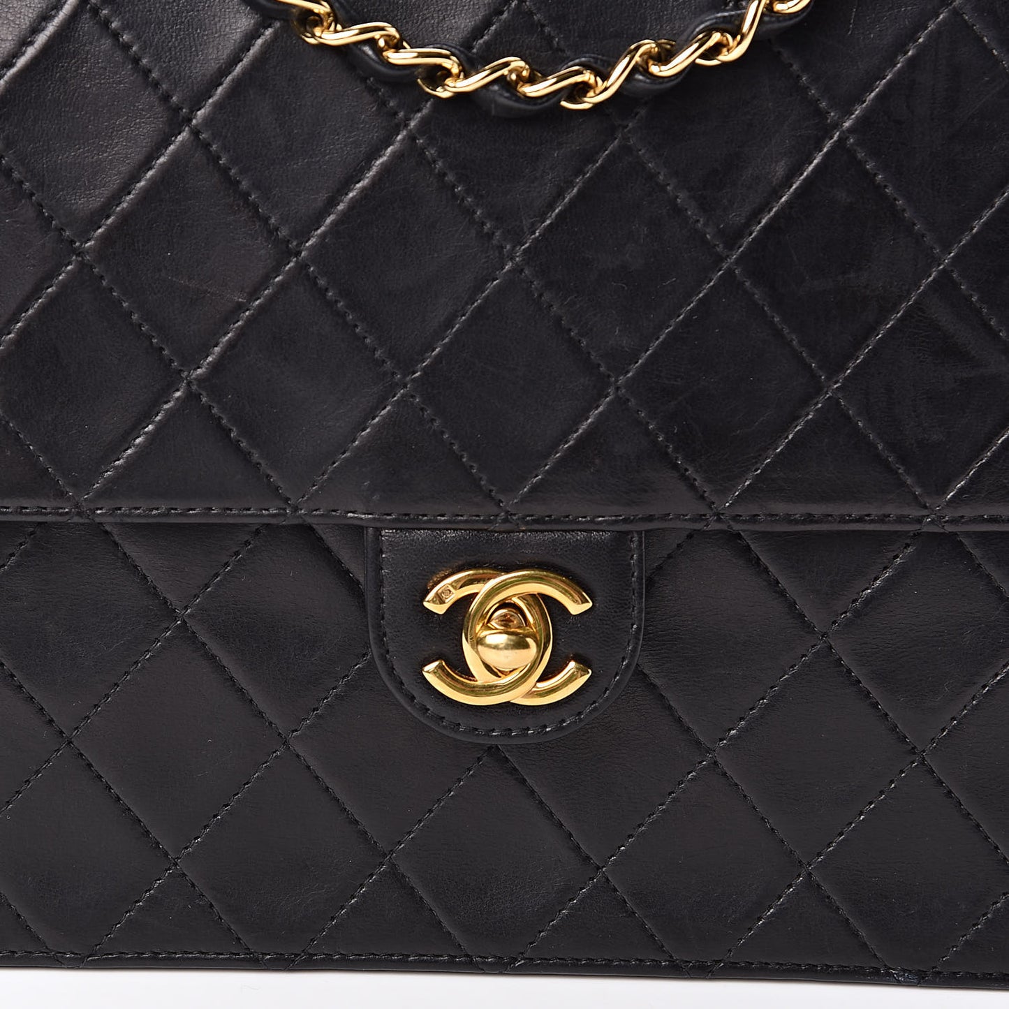 Lambskin Quilted Medium Single Flap Black