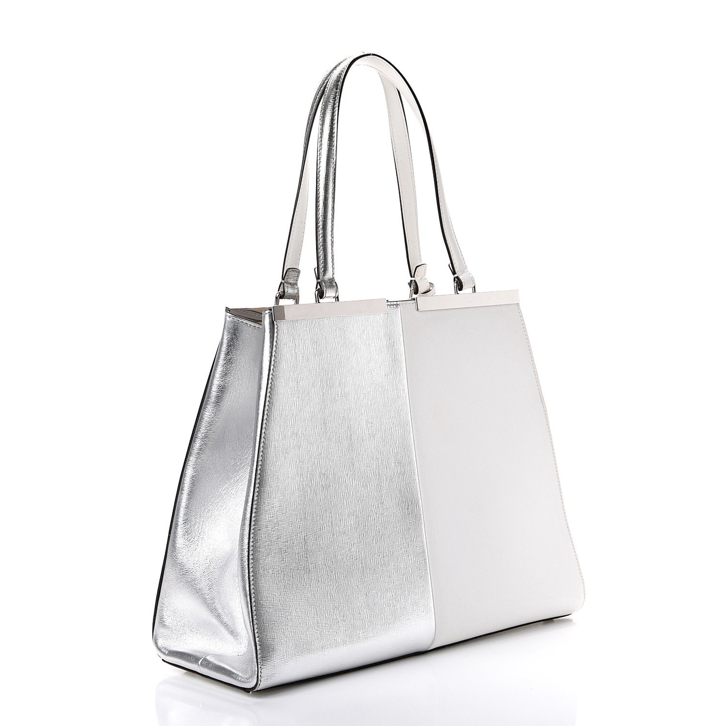 Vitello Elite Bi-Color Large 3Jours Tote Argento White