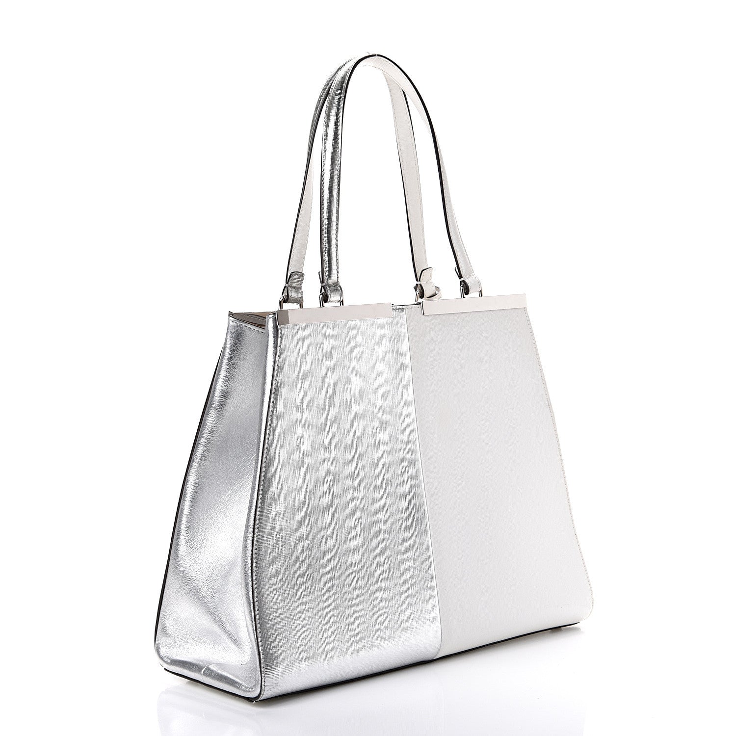 Fendi Vitello Elite Bi-Color Large 3Jours Tote Argento White 2 of 16