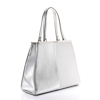 Fendi Vitello Elite Bi-Color Large 3Jours Tote Argento White 2 of 16
