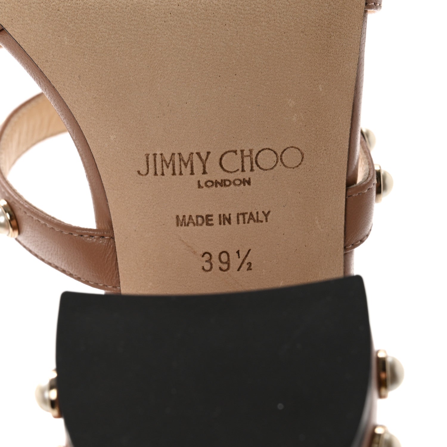 Jimmy Choo Calfskin Pearl Embellished Hazal 85 Mule Sandals 39.5 Ballet Pink 6 of 11