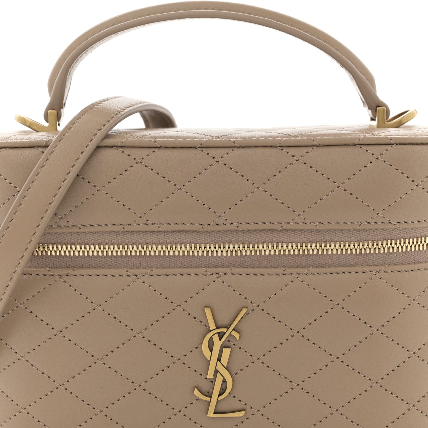 Lambskin Quilted Mini Gaby Vanity Case Dark Toffee