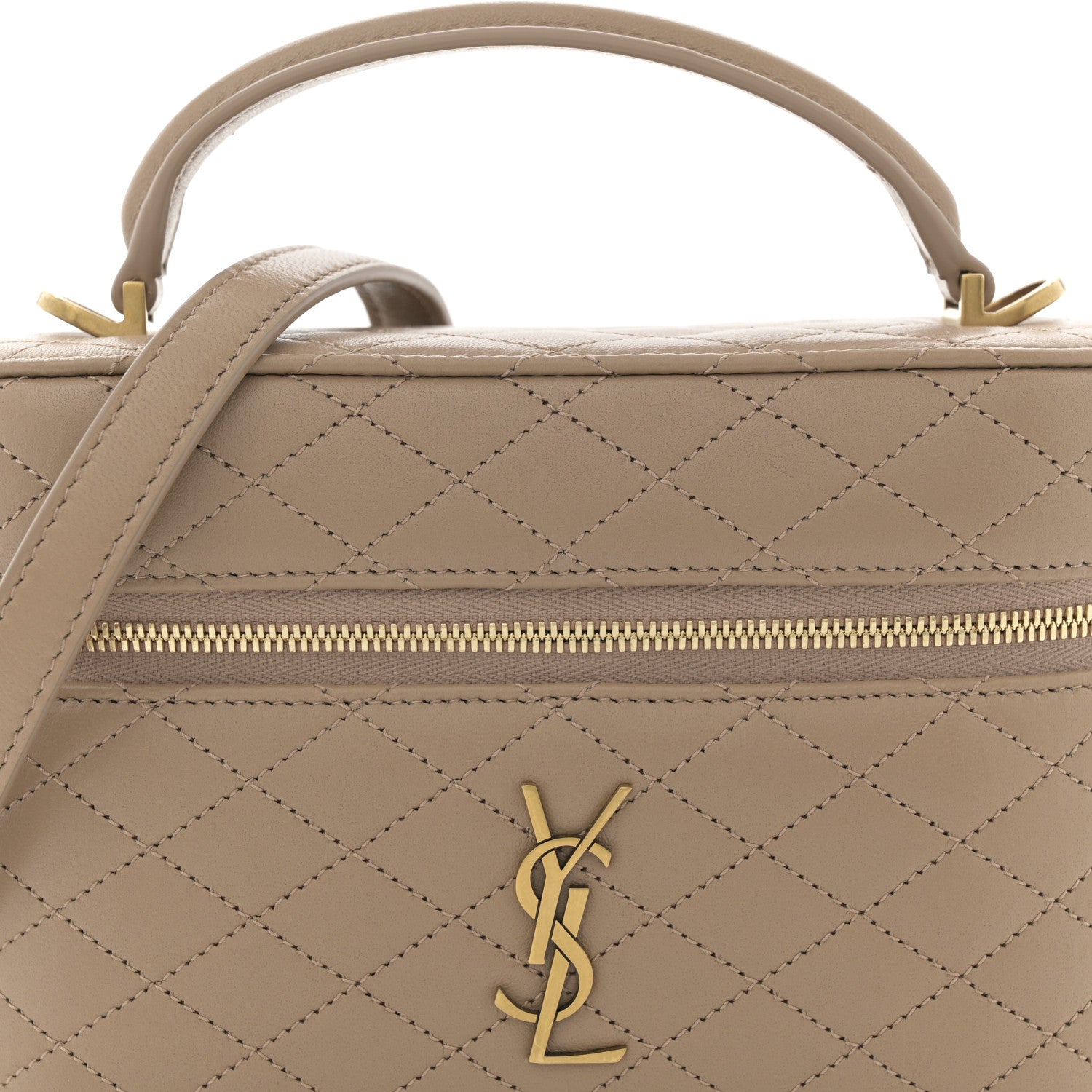 Saint Laurent Lambskin Quilted Mini Gaby Vanity Case Dark Toffee 8 of 10