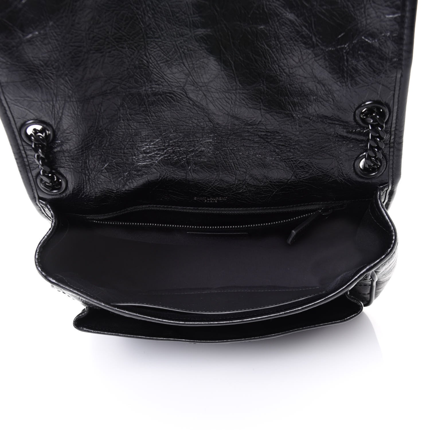 Saint Laurent Crinkled Calfskin Matelasse Monogram Medium Niki Chain Satchel Black 4 of 4