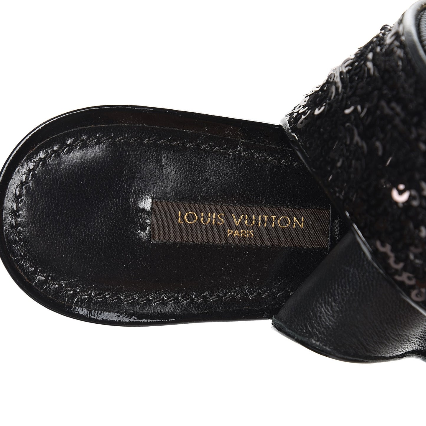 Sequin Peep Toe Tall Boots 38.5 Black