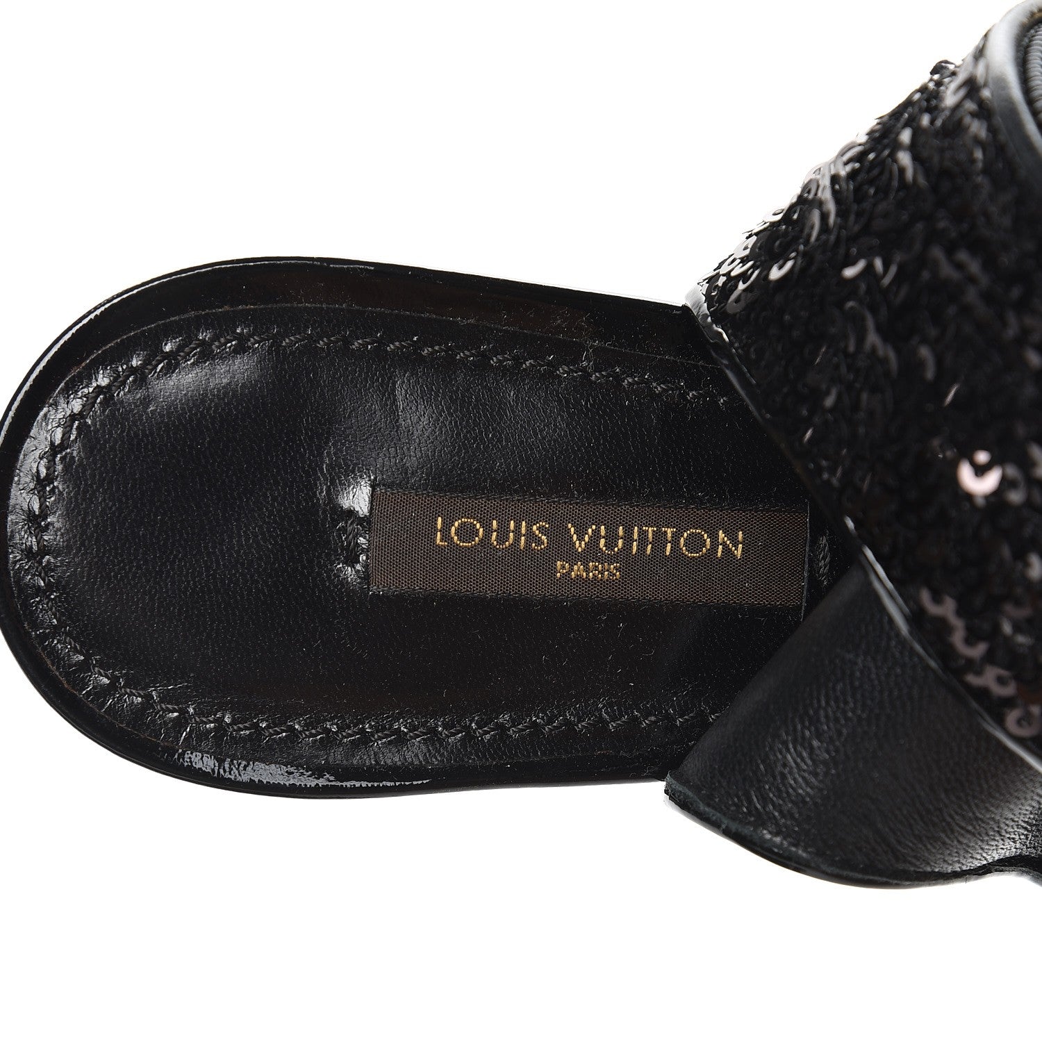 Louis Vuitton Sequin Peep Toe Tall Boots 38.5 Black 8 of 9