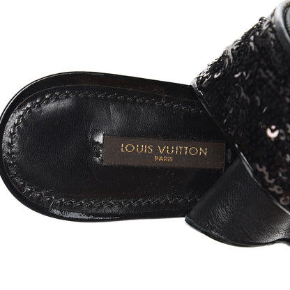 Louis Vuitton Sequin Peep Toe Tall Boots 38.5 Black 8 of 9