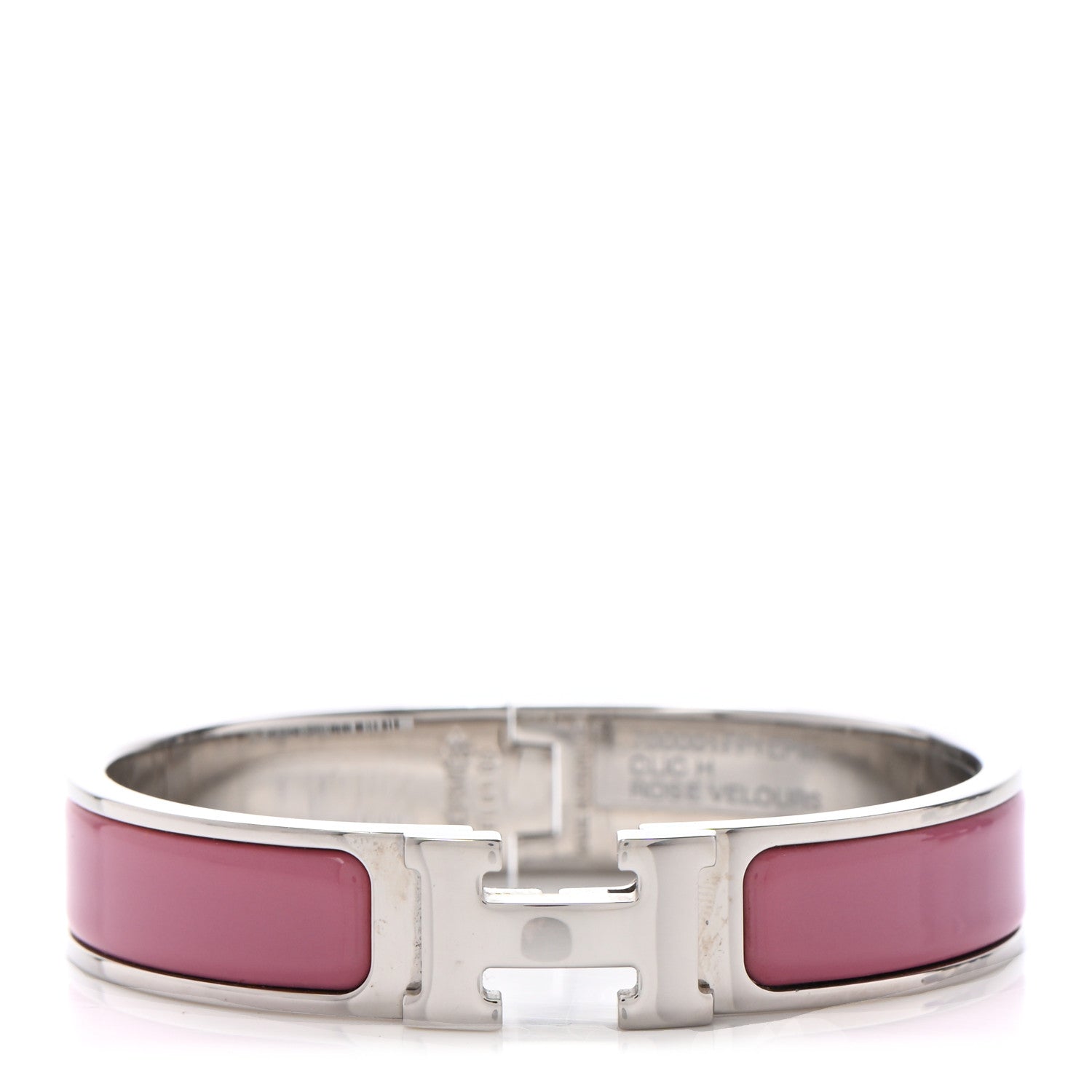 Hermes Enamel Narrow Clic Clac H Bracelet PM Rose Velours 1 of 7