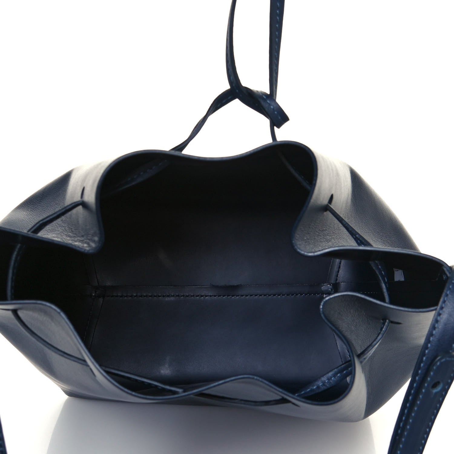 Mansur Gavriel Vegetable Tanned Calfskin Bucket Bag Navy Blue 6 of 15