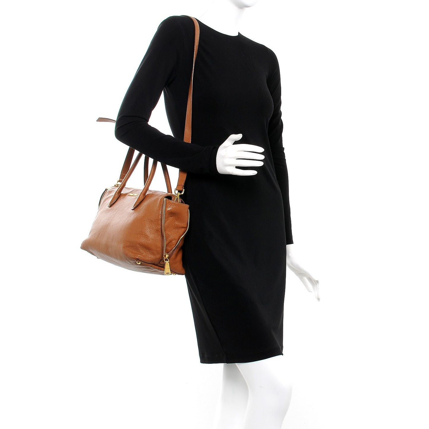 Goatskin Madras Zip Tote Brandy