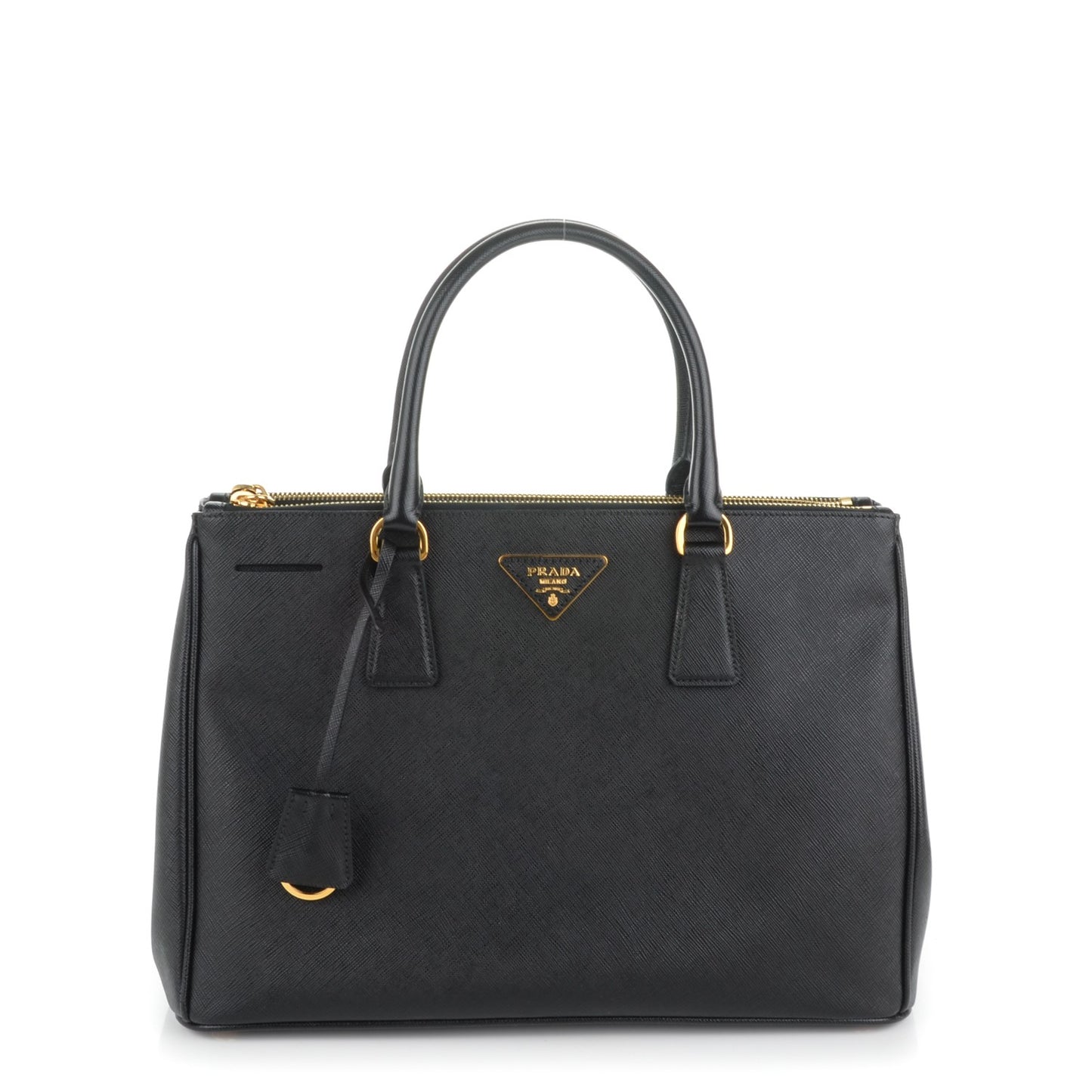 Saffiano Medium Galleria Double Zip Tote Black