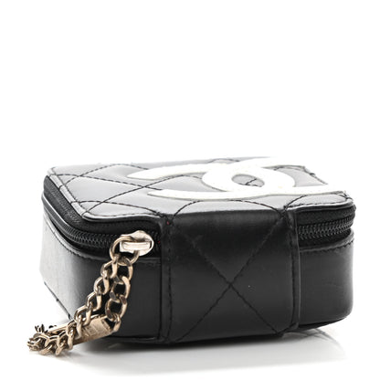 Chanel Calfskin Quilted Cambon Zip Around Makeup Pouch Black White 4 of 9