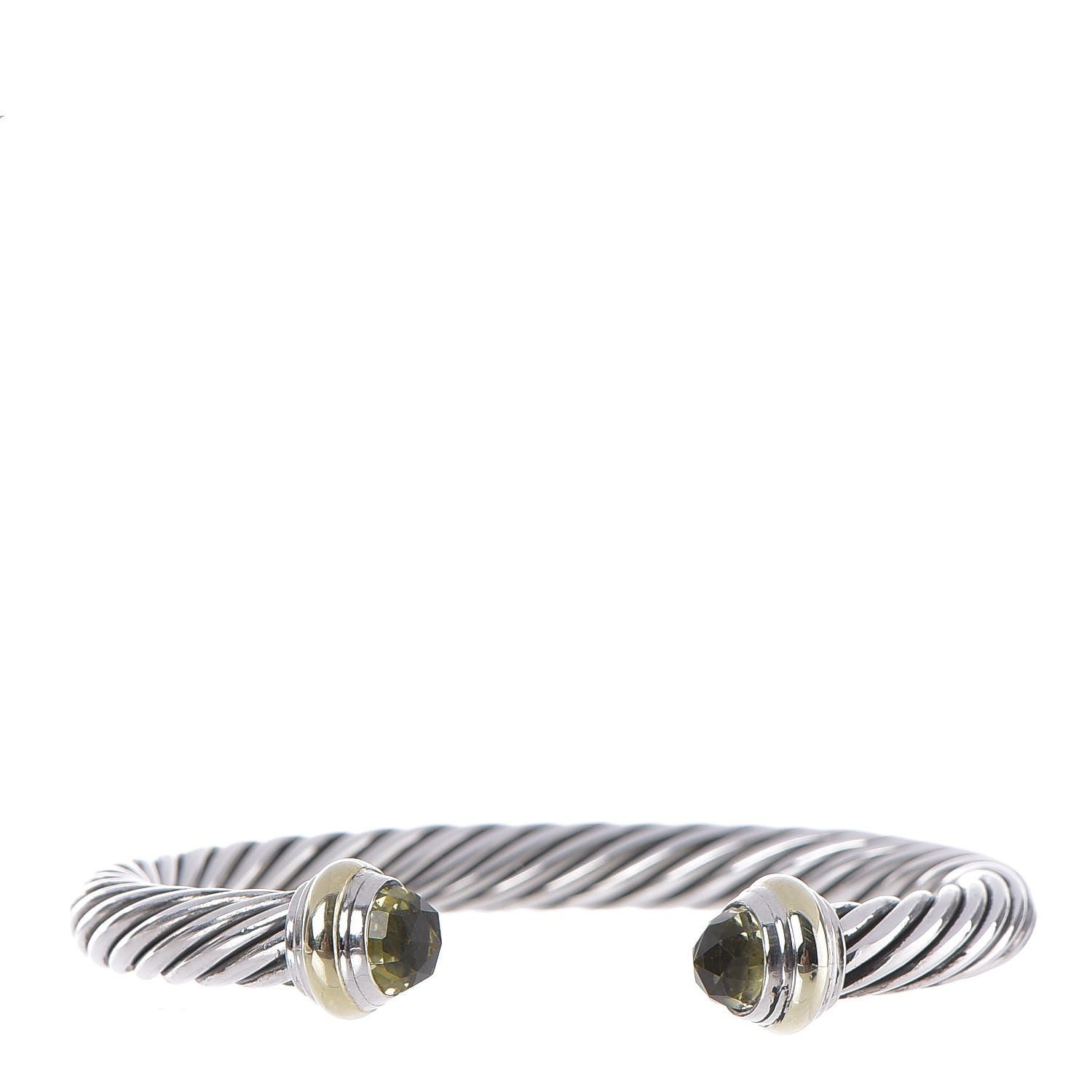 David Yurman Sterling Silver 14K Yellow Gold Prasiolite 7mm Cable Classics Bracelet 1 of 5