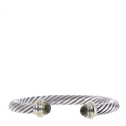 David Yurman Sterling Silver 14K Yellow Gold Prasiolite 7mm Cable Classics Bracelet 1 of 5