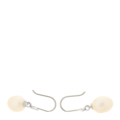 Tiffany Sterling Silver Freshwater Cultured Pearl Paloma Picasso Olive Leaf Drop Earrings 3 of 4
