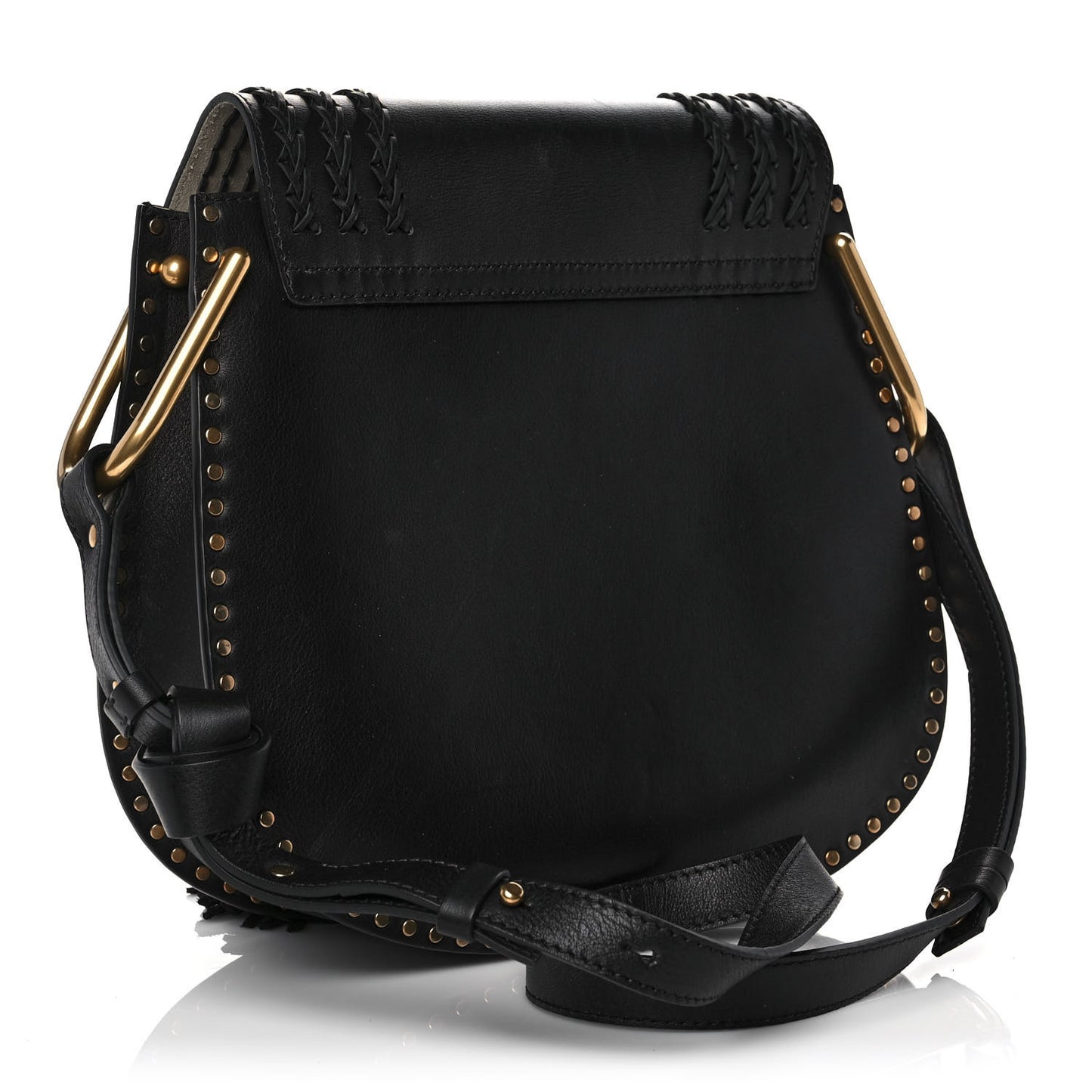 Calfskin Braided Medium Hudson Shoulder Bag Black