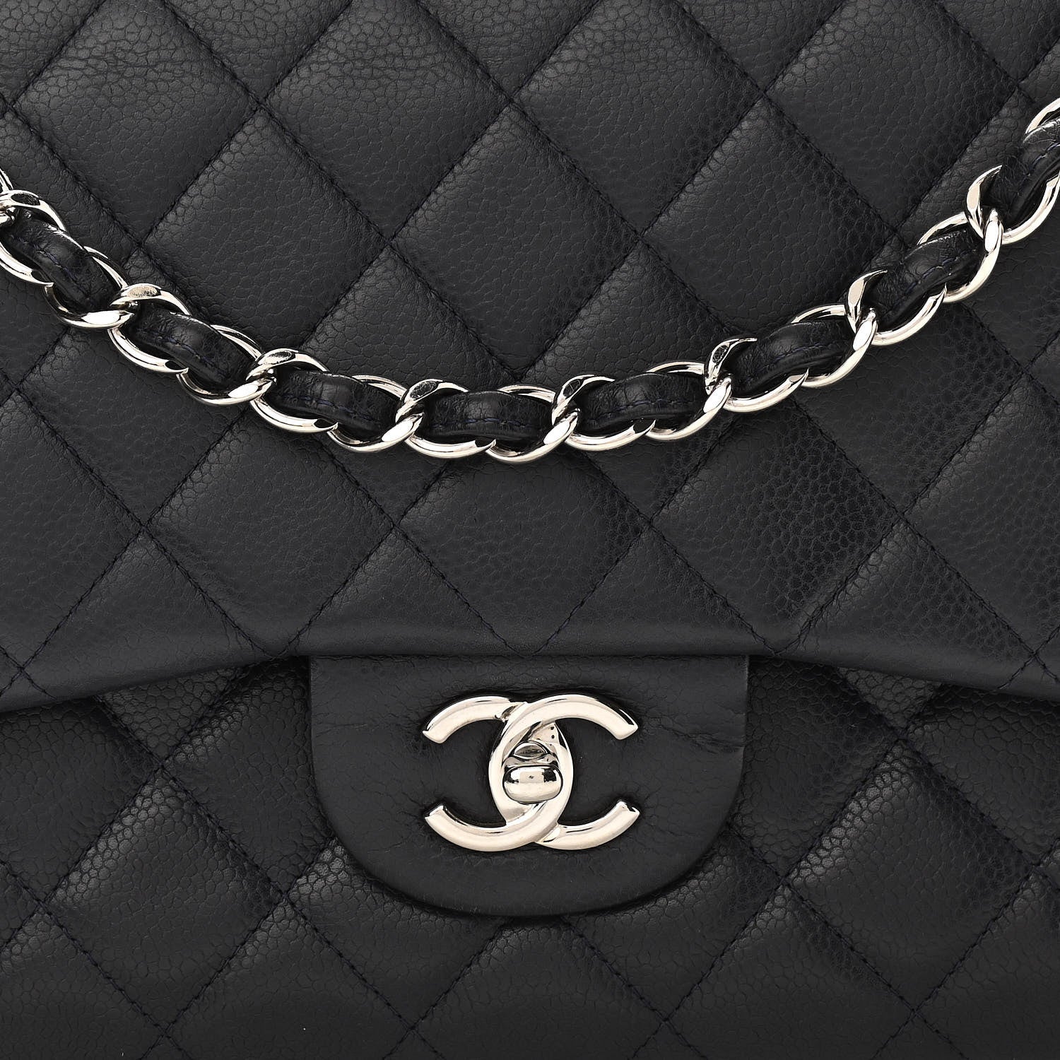 Chanel Caviar Quilted Jumbo Double Flap Navy Blue 8 of 11
