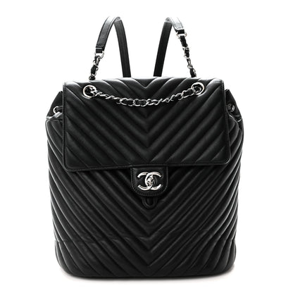 Chanel Calfskin Chevron Quilted Large Urban Spirit Backpack Black 1 of 10
