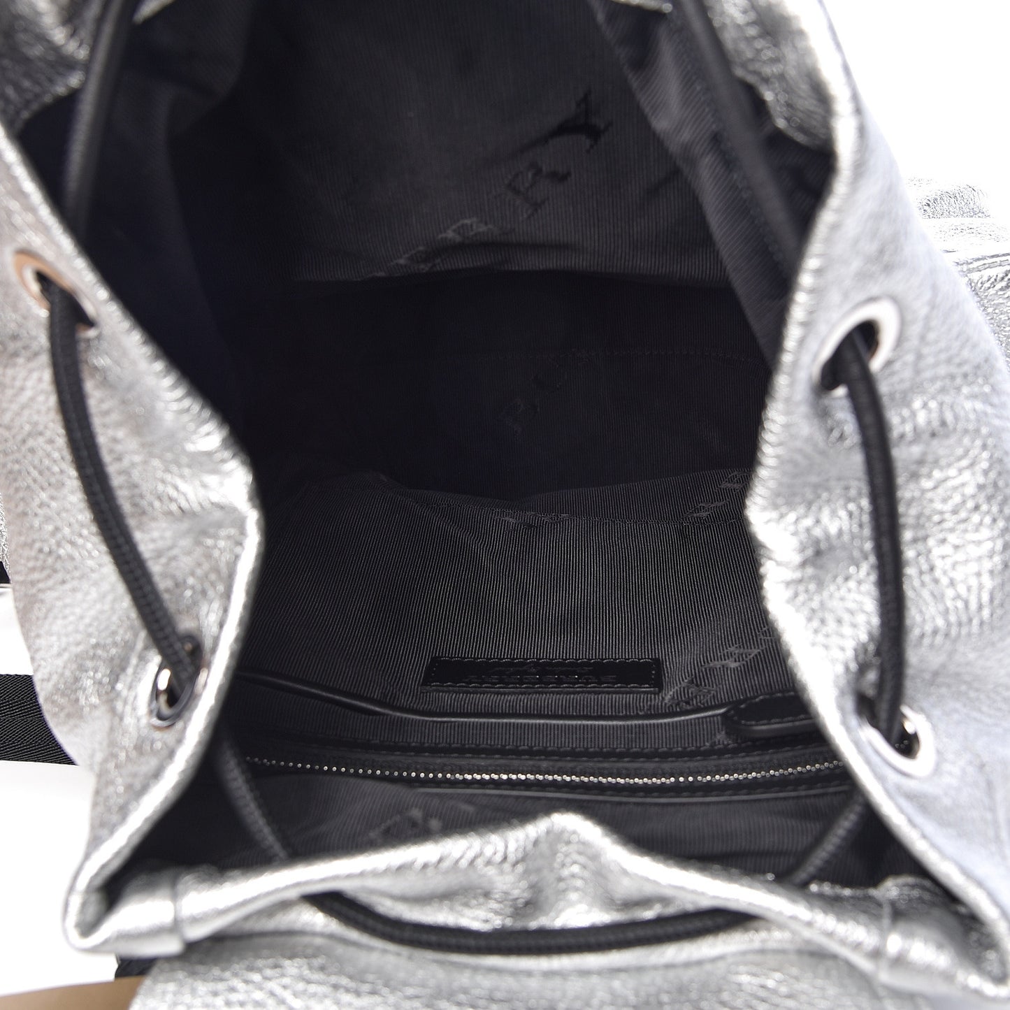 Metallic Deerskin Medium Rucksack Backpack Silver