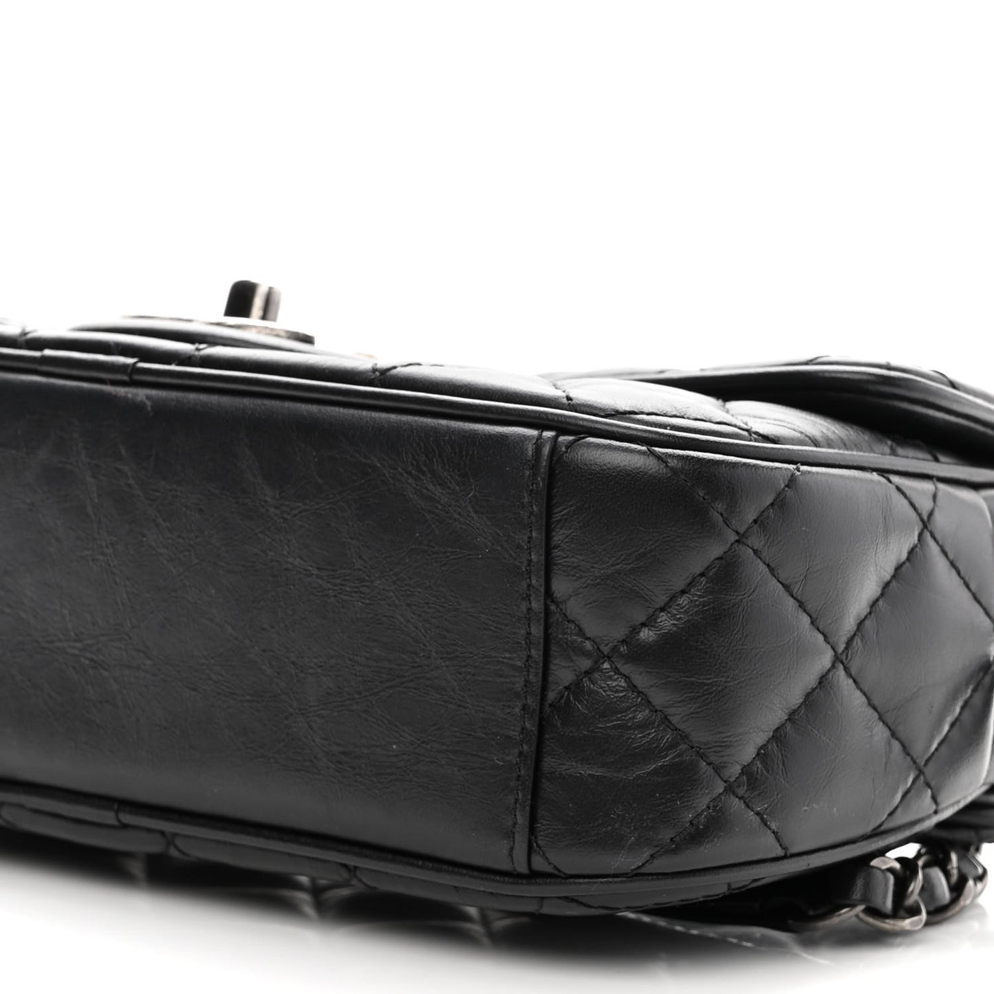 Aged Calfskin Quilted Small Easy Flap Black