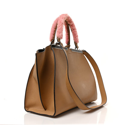 Fendi Calfskin Shearling Petite 3Jours Tote Tan 3 of 9