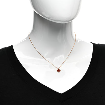 Van Cleef & Arpels 18K Rose Gold Carnelian Sweet Alhambra Pendant Necklace 2 of 6