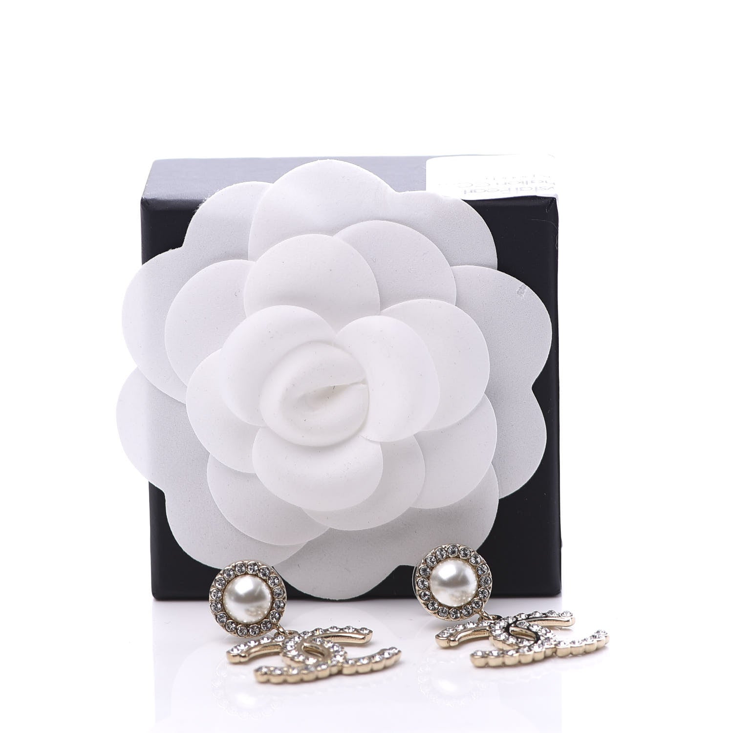 Chanel Crystal Pearl Bow-tiful CC Drop Earrings Gold 7 of 7