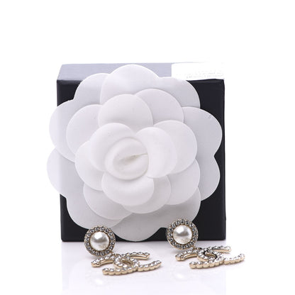 Chanel Crystal Pearl Bow-tiful CC Drop Earrings Gold 7 of 7