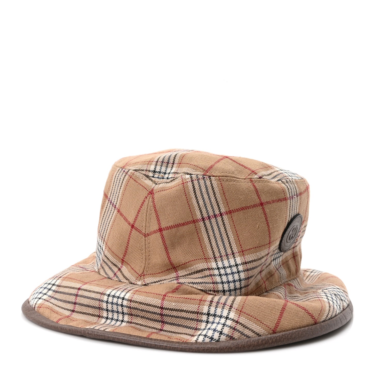 Monogram Plaid Bob Double Back Reversible Bucket Hat Beige