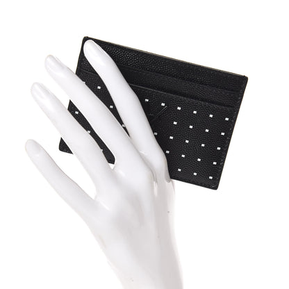 Saint Laurent Grain De Poudre Geo Print Monogram Credit Card Case Black White 2 of 8