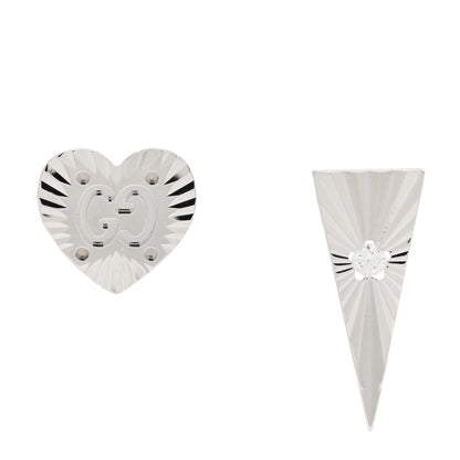 Gucci 18K White Gold Diamond Icon Asymmetric Stud Earrings 1 of 5