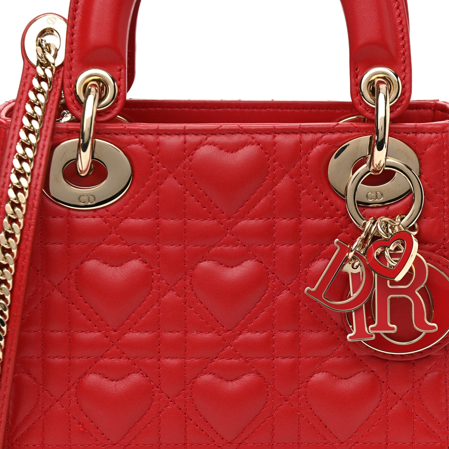 Calfskin Cannage Dioramour Mini Lady Dior Bag Bright Red