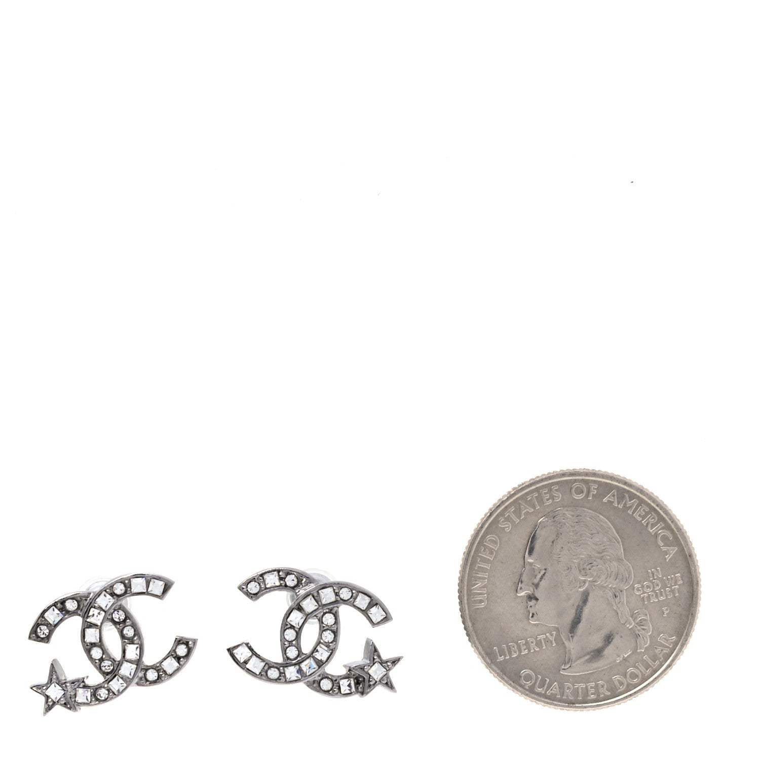 Chanel Crystal CC Starfall Earrings Silver 2 of 3