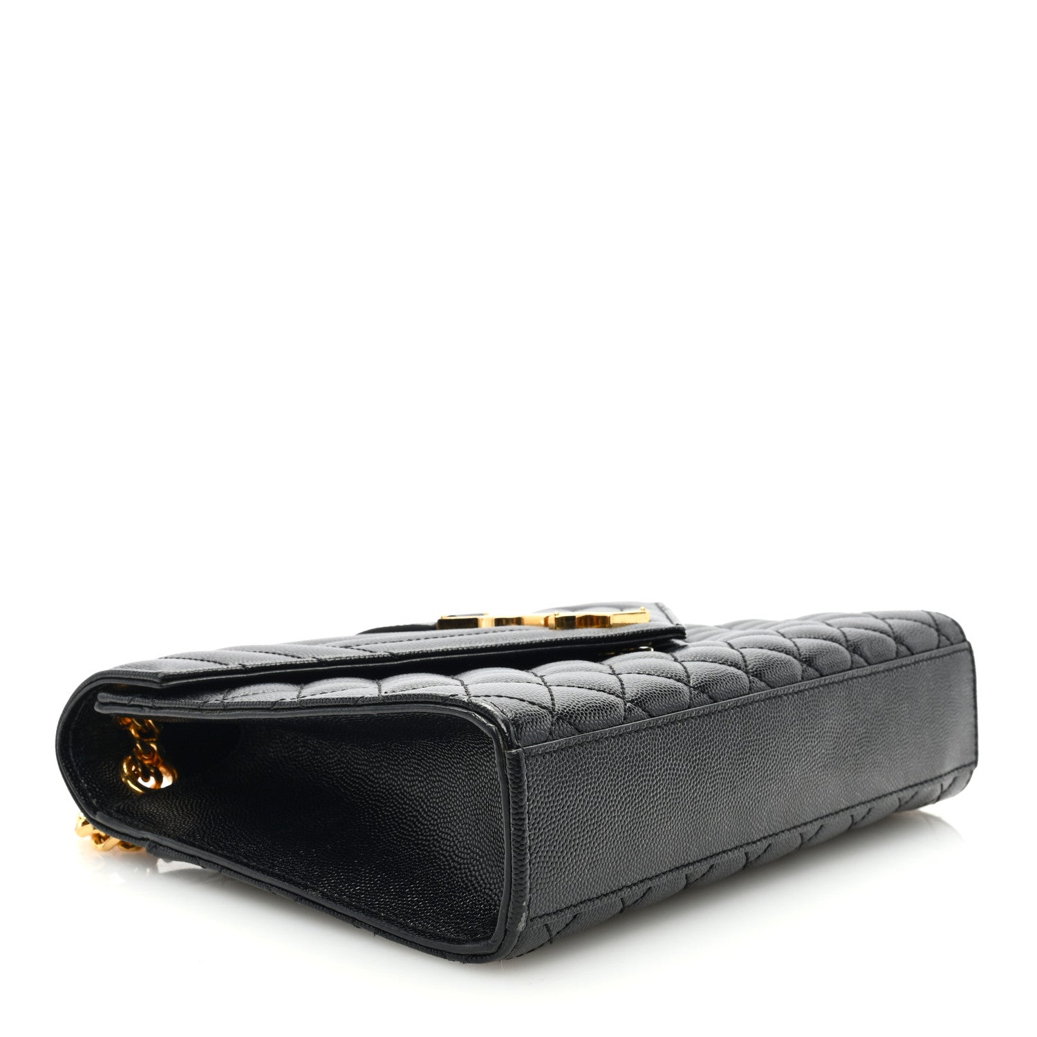 Saint Laurent Grain De Poudre Textured Mixed Matelasse Triquilt Medium Monogram Satchel Black 4 of 10
