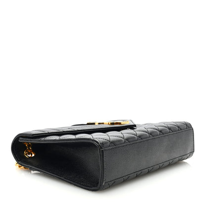 Saint Laurent Grain De Poudre Textured Mixed Matelasse Triquilt Medium Monogram Satchel Black 4 of 10
