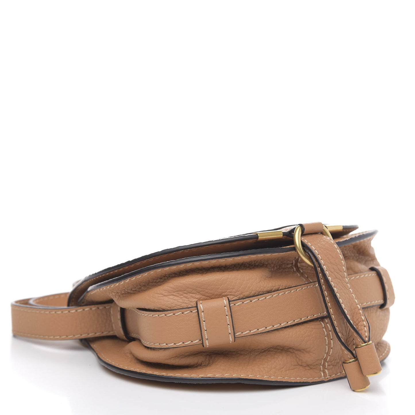 Calfskin Mini Marcie Round Crossbody Bag Nut