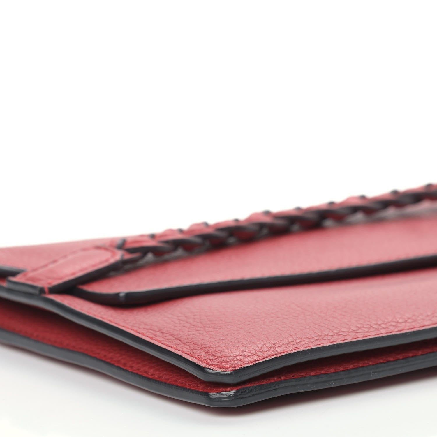Valentino Garavani Pebbled Calfskin T.B.C. Braided Strap Clutch Red 7 of 8